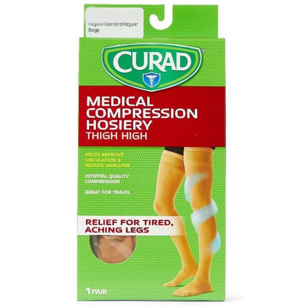 New (2) Curad Thigh High Compression Hosiery